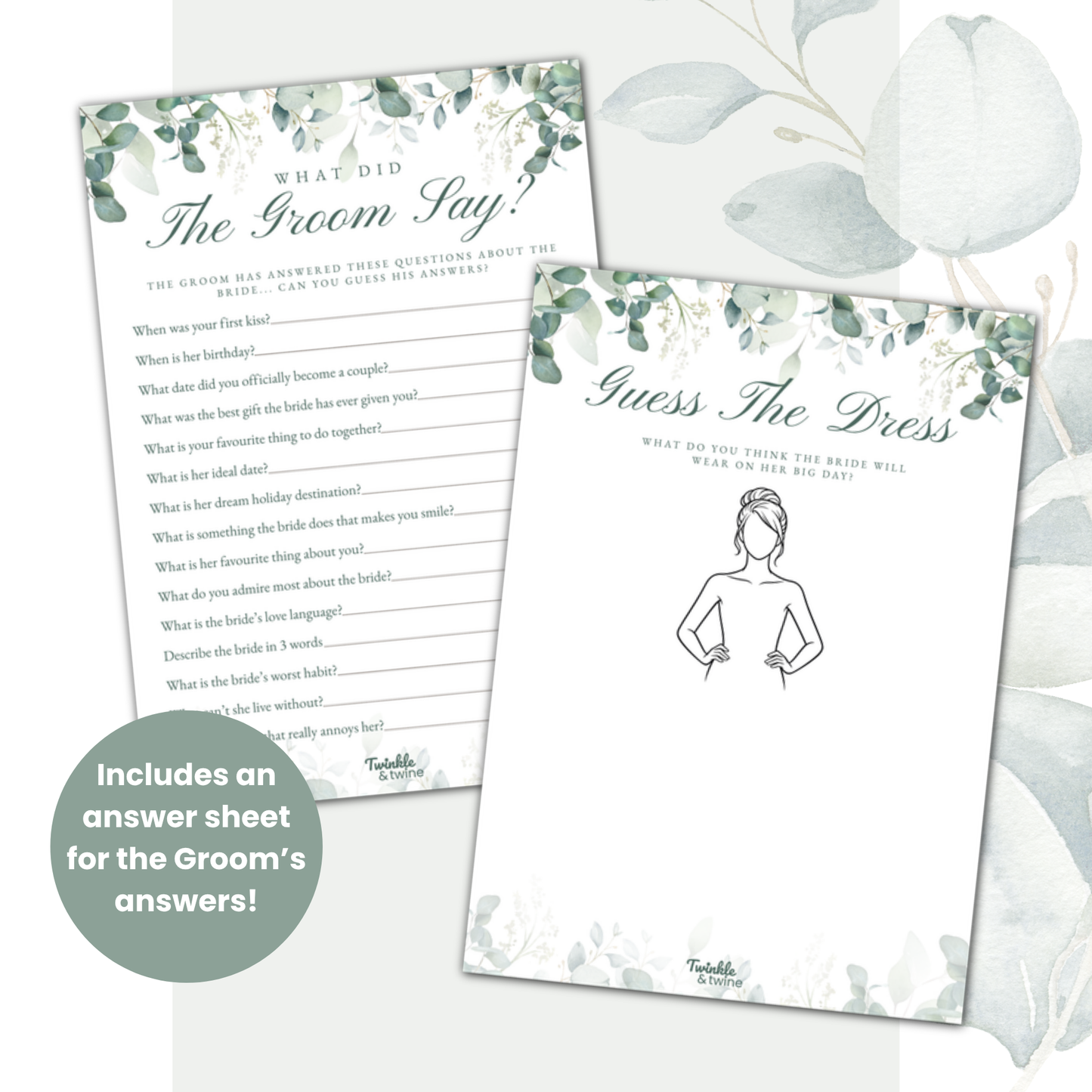 Sage Green Eucalyptus Hen Party Games