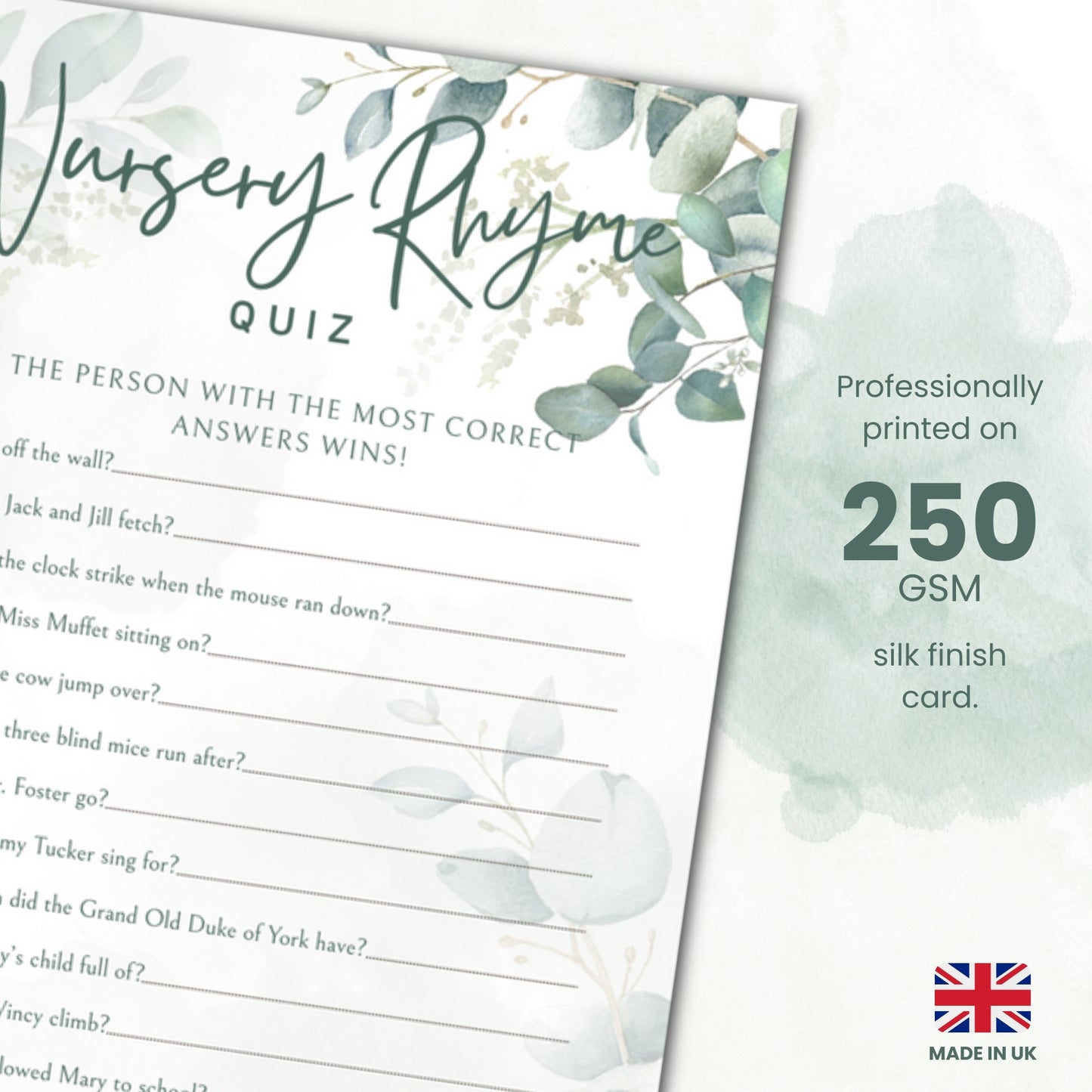 Sage Green Eucalyptus Baby Shower Games