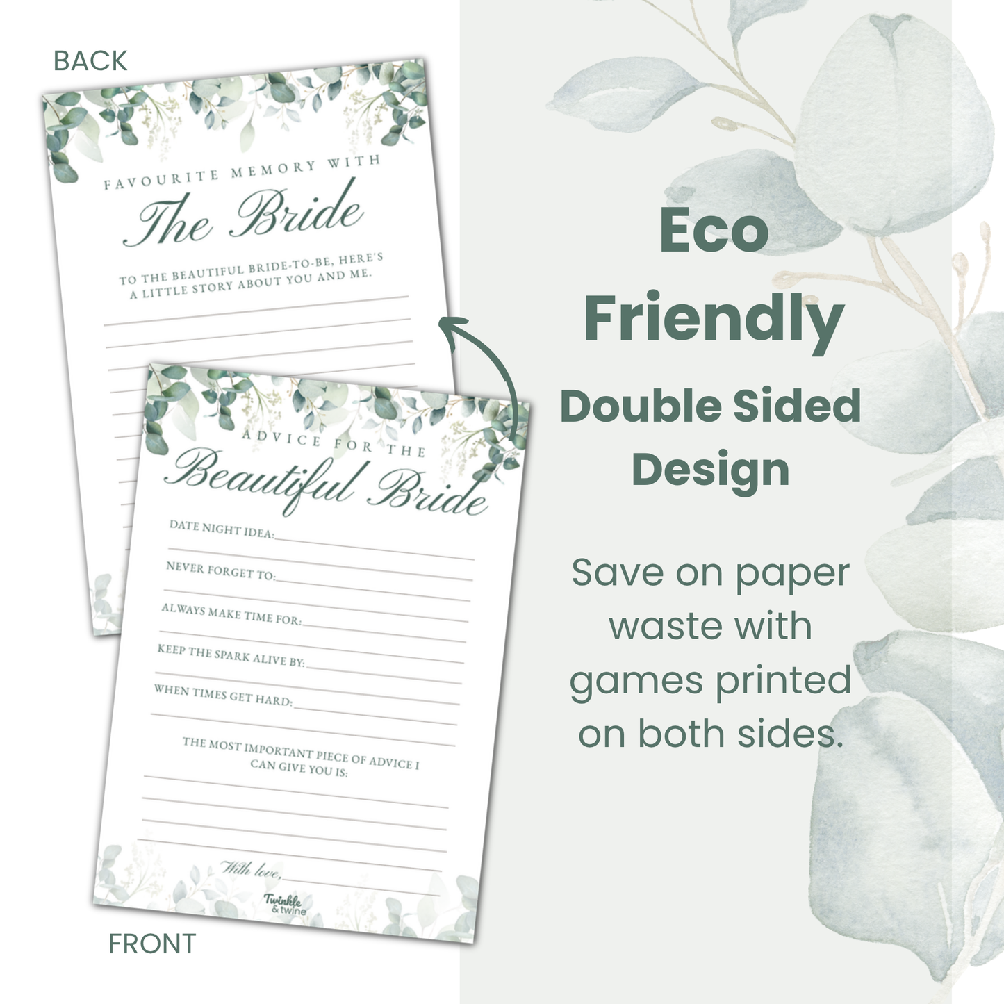 Sage Green Eucalyptus Advice For The Bride Cards