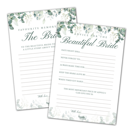 Sage Green Eucalyptus Advice For The Bride Cards