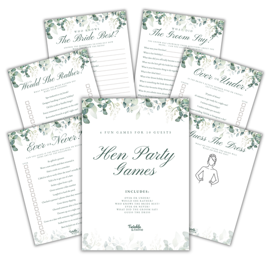 Sage Green Eucalyptus Hen Party Games