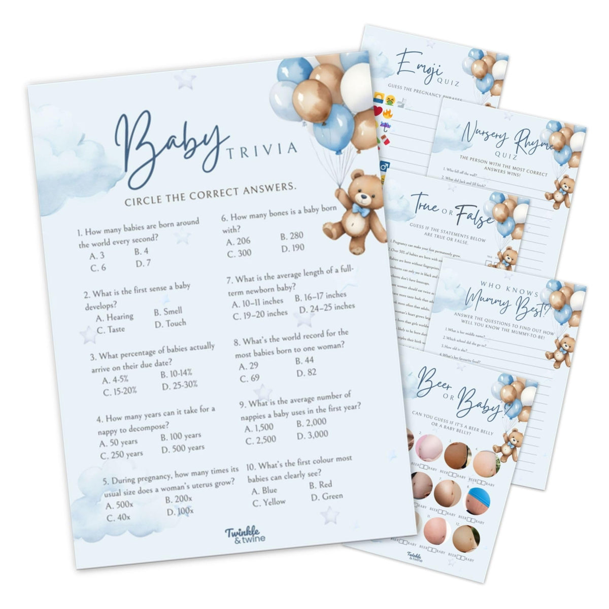 Blue Teddy Bear Baby Shower Games