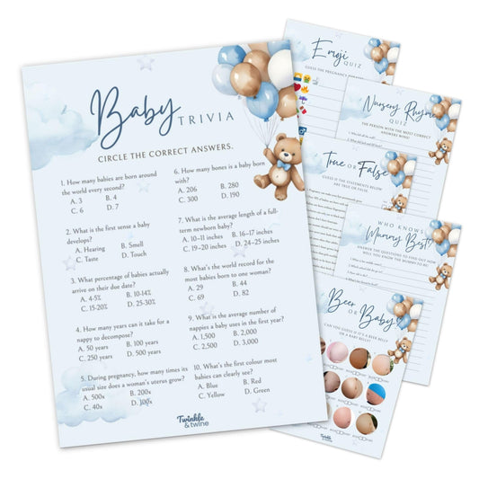 Blue Teddy Bear Baby Shower Games