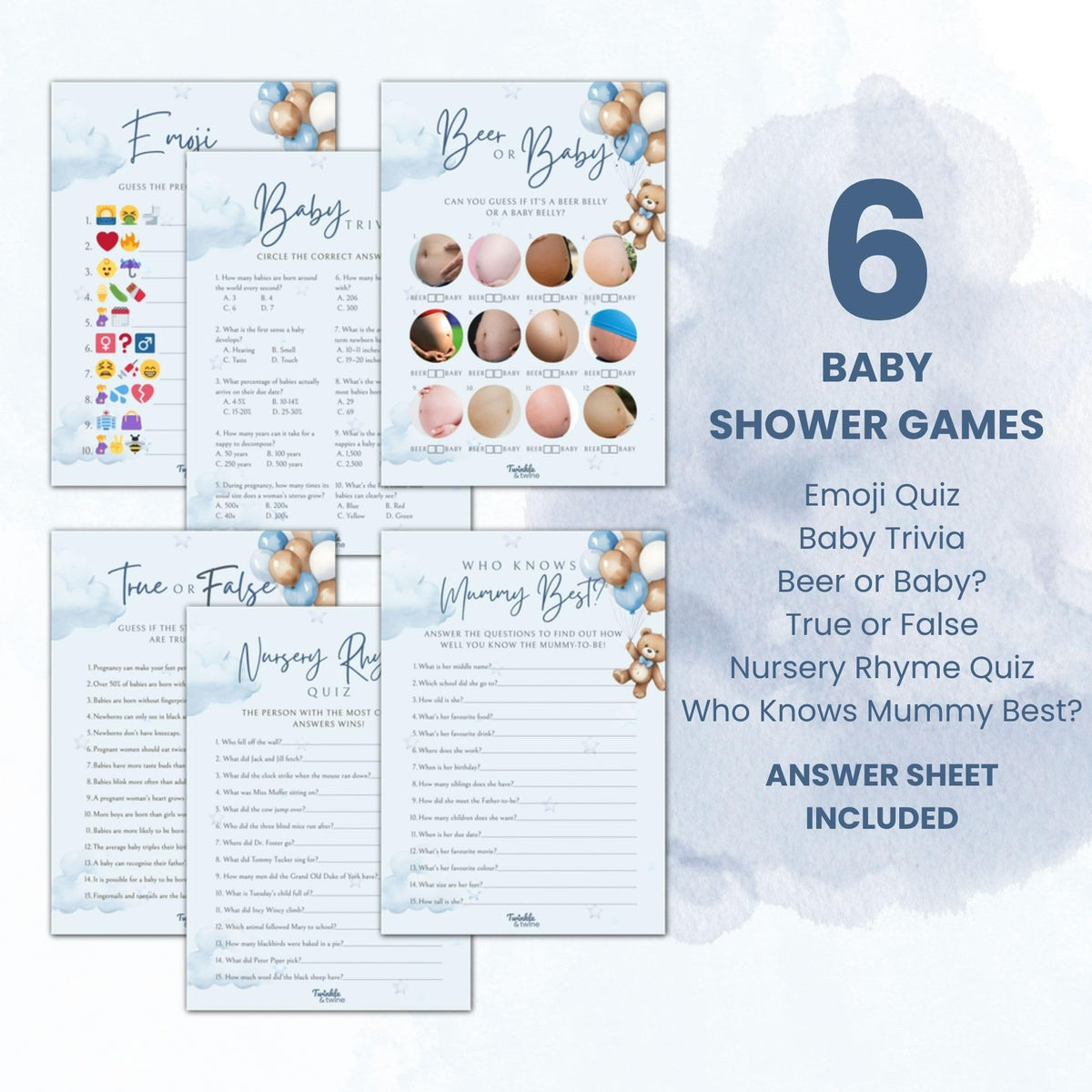 Blue Teddy Bear Baby Shower Games