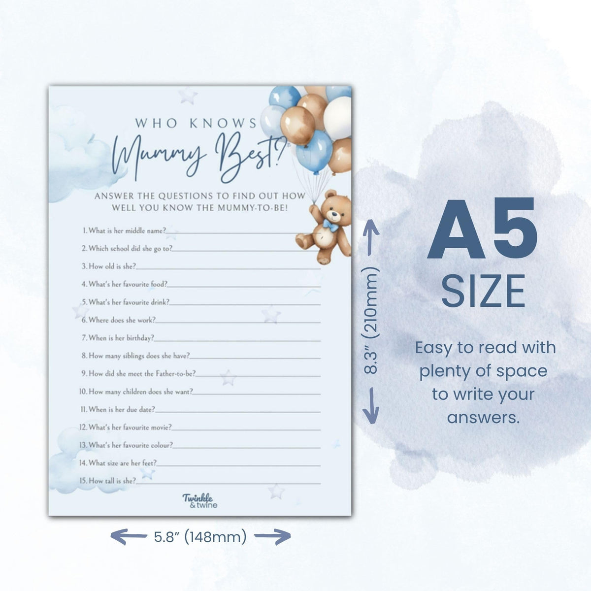 Blue Teddy Bear Baby Shower Games