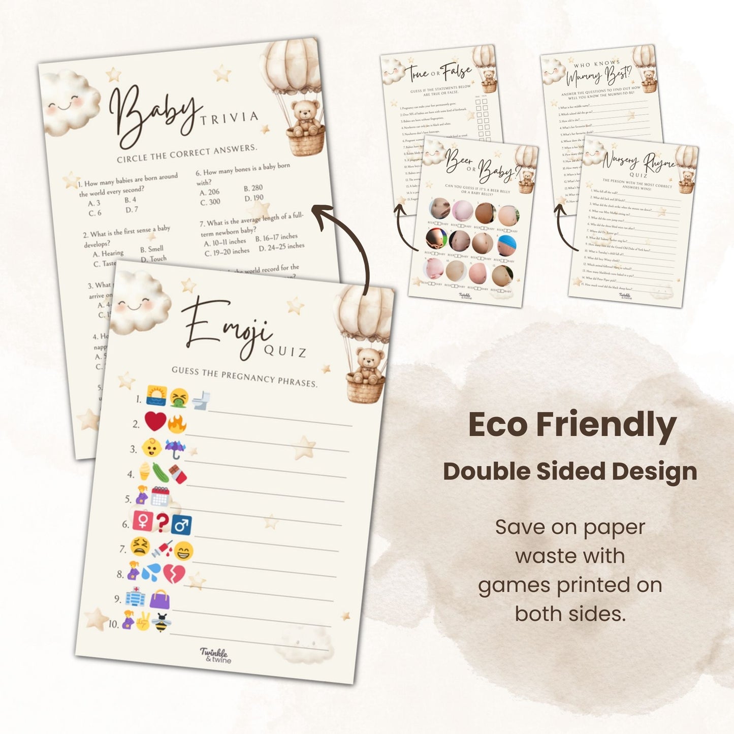 Neutral Teddy Bear Baby Shower Games