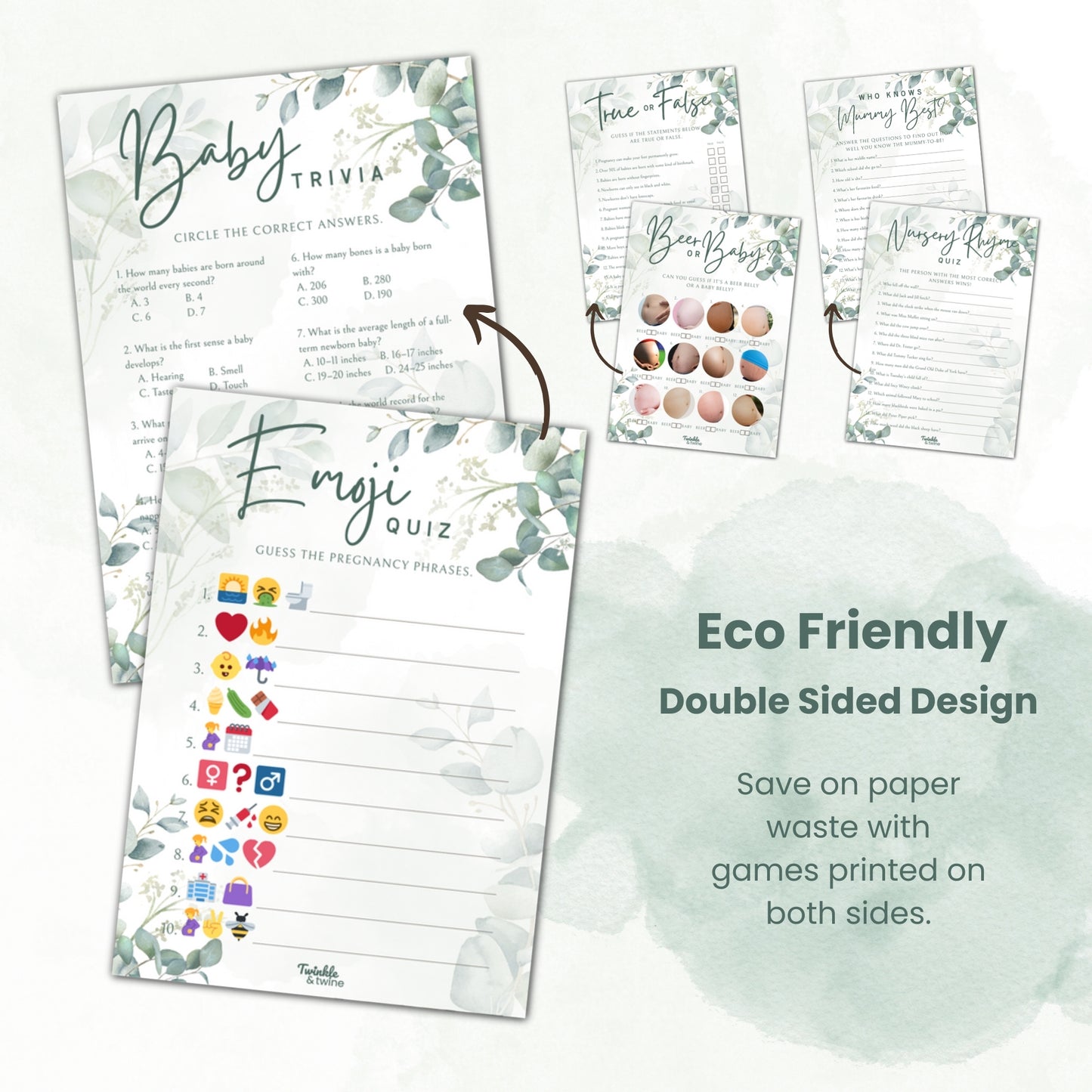 Sage Green Eucalyptus Baby Shower Games