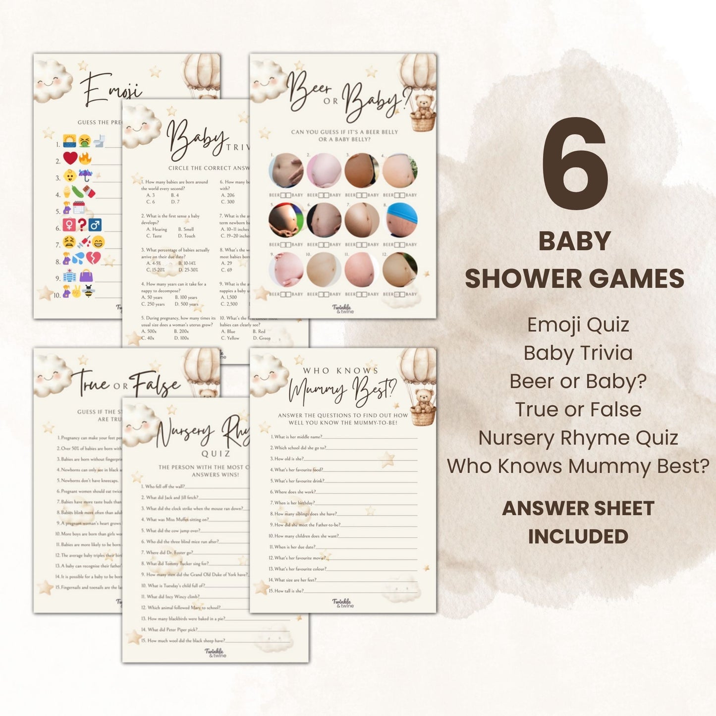 Neutral Teddy Bear Baby Shower Games