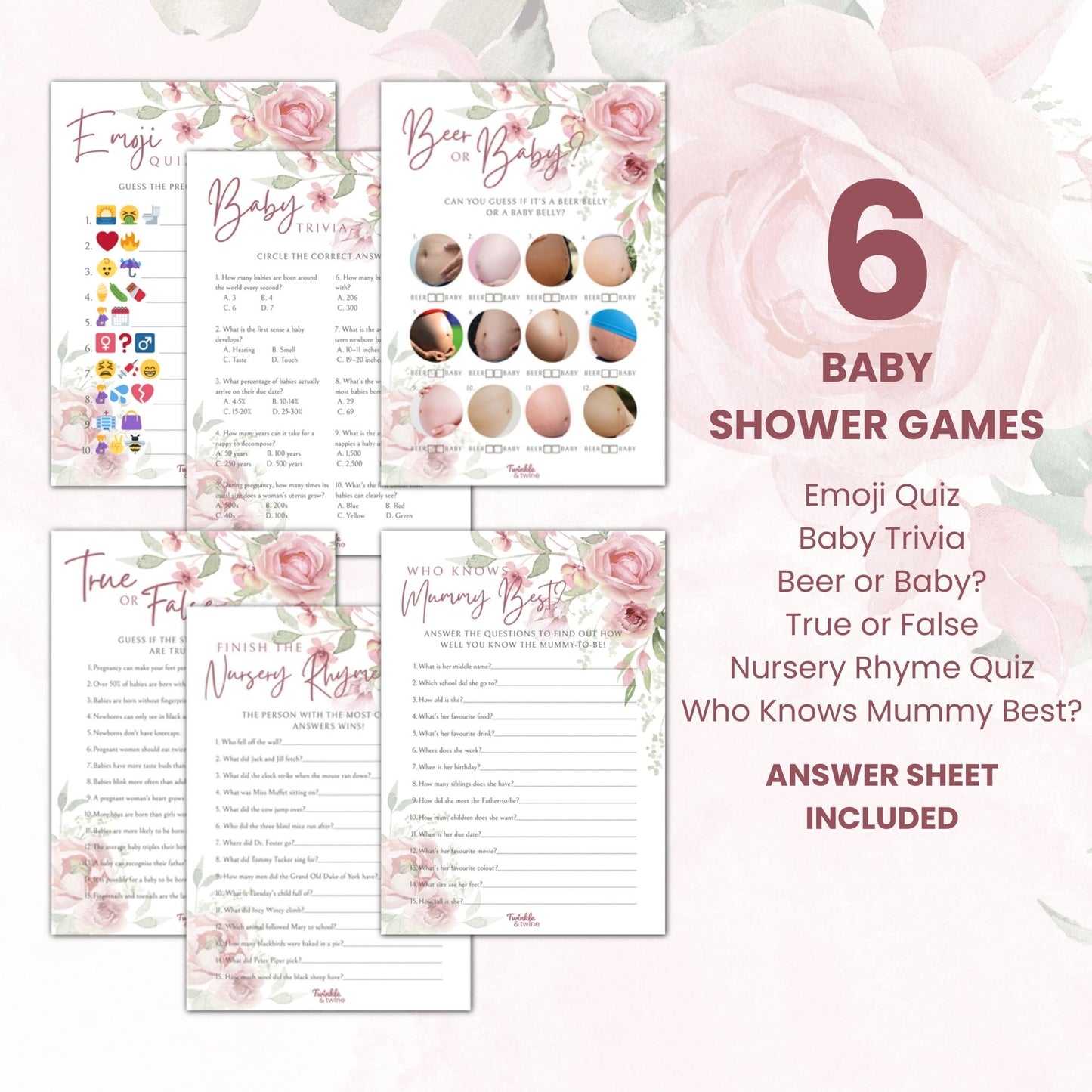 Pink Floral Baby Shower Games