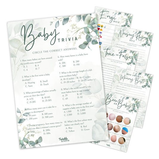 Sage Green Eucalyptus Baby Shower Games