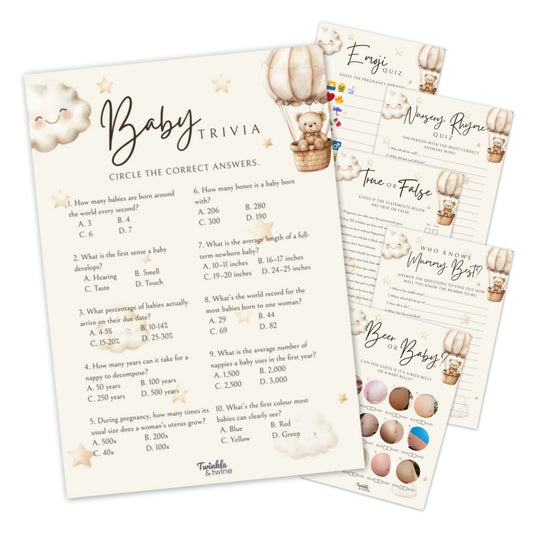 Neutral Teddy Bear Baby Shower Games