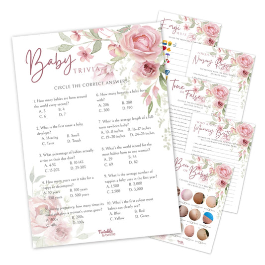 Pink Floral Baby Shower Games