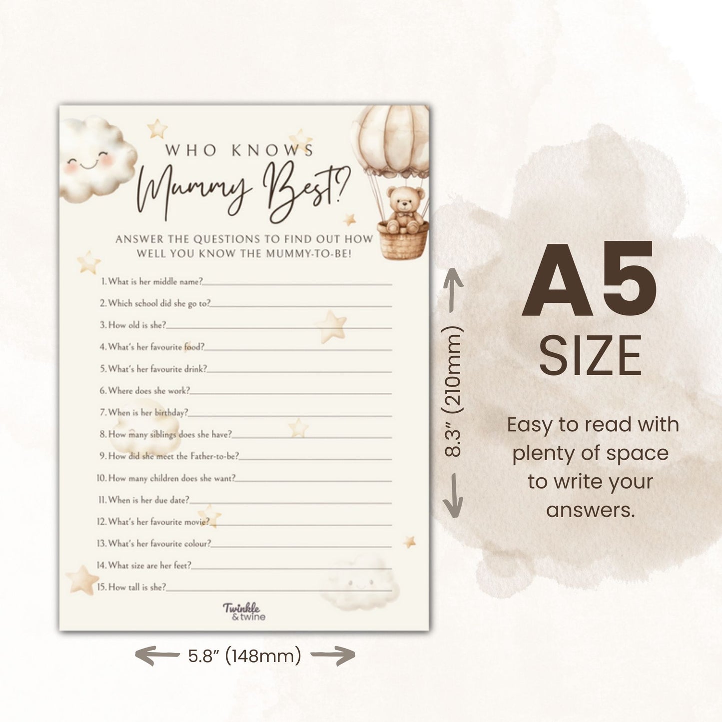 Neutral Teddy Bear Baby Shower Games