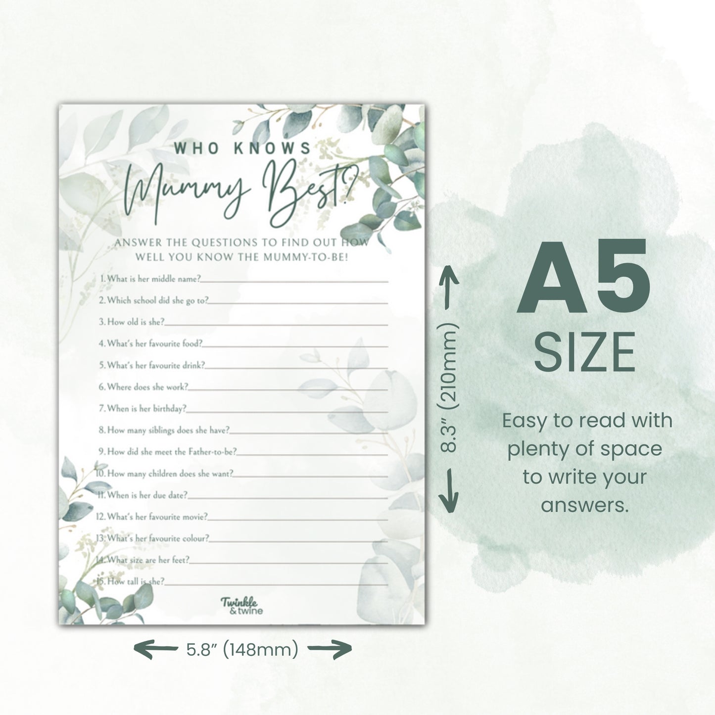 Sage Green Eucalyptus Baby Shower Games