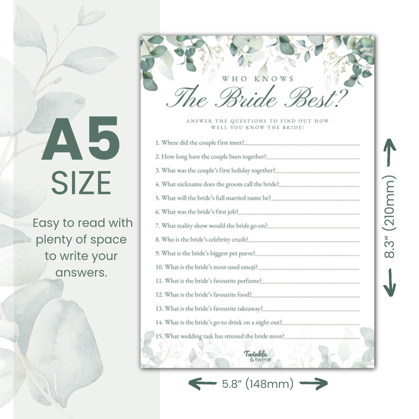 Sage Green Eucalyptus Hen Party Games