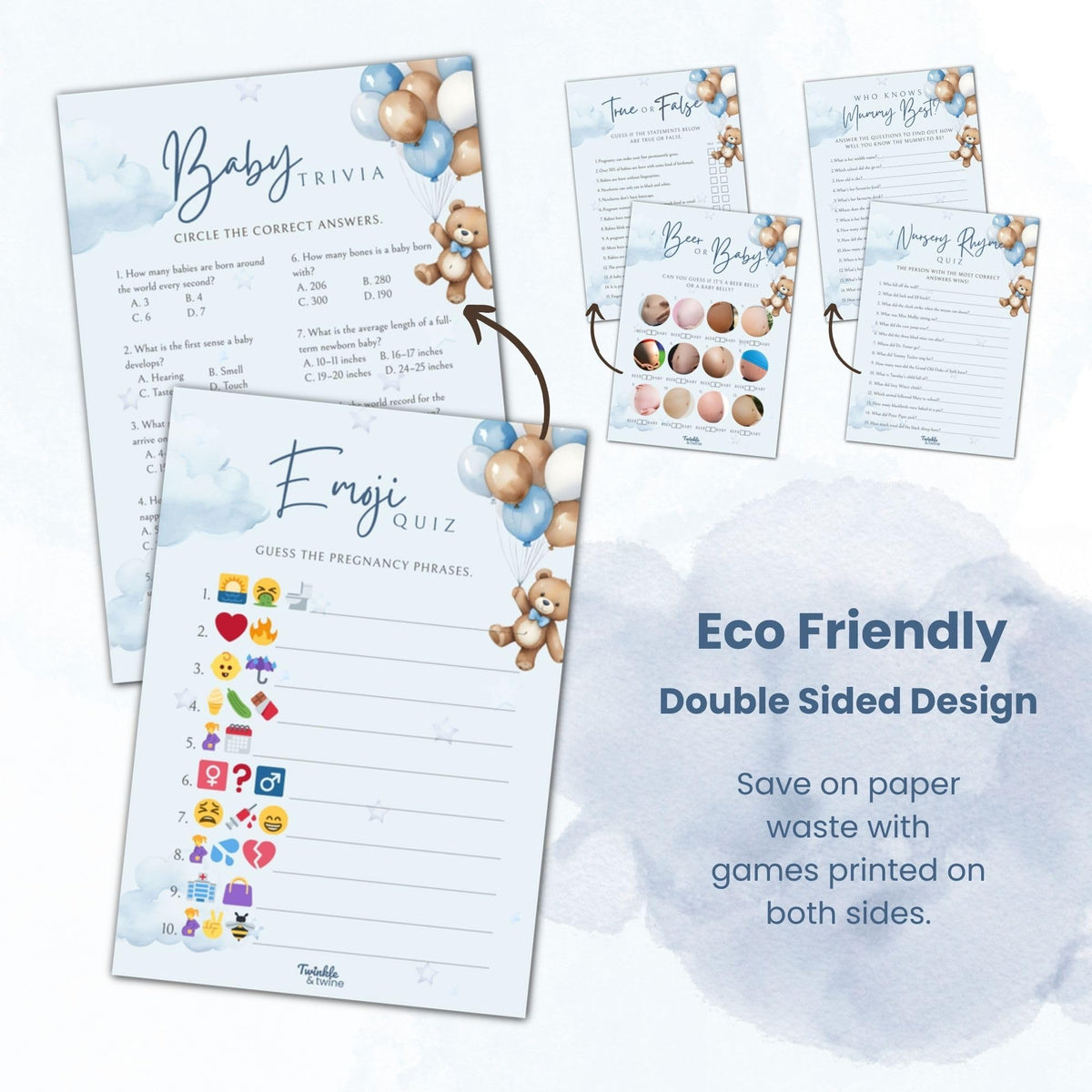 Blue Teddy Bear Baby Shower Games